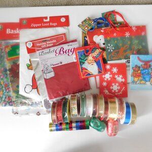 Christmas Gift Wrapping Lot Ribbons Cello Bags Gift Bags